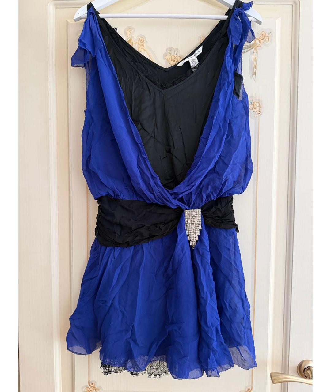 DIANE VON FURSTENBERG Синее шелковое коктейльное платье, фото 5