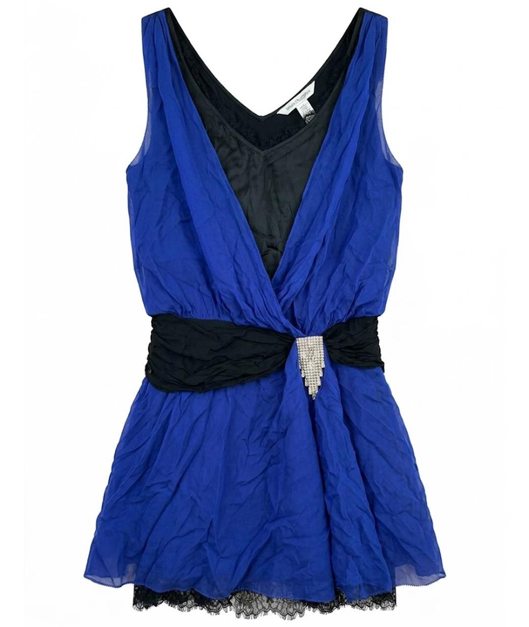 DIANE VON FURSTENBERG Синее шелковое коктейльное платье, фото 1