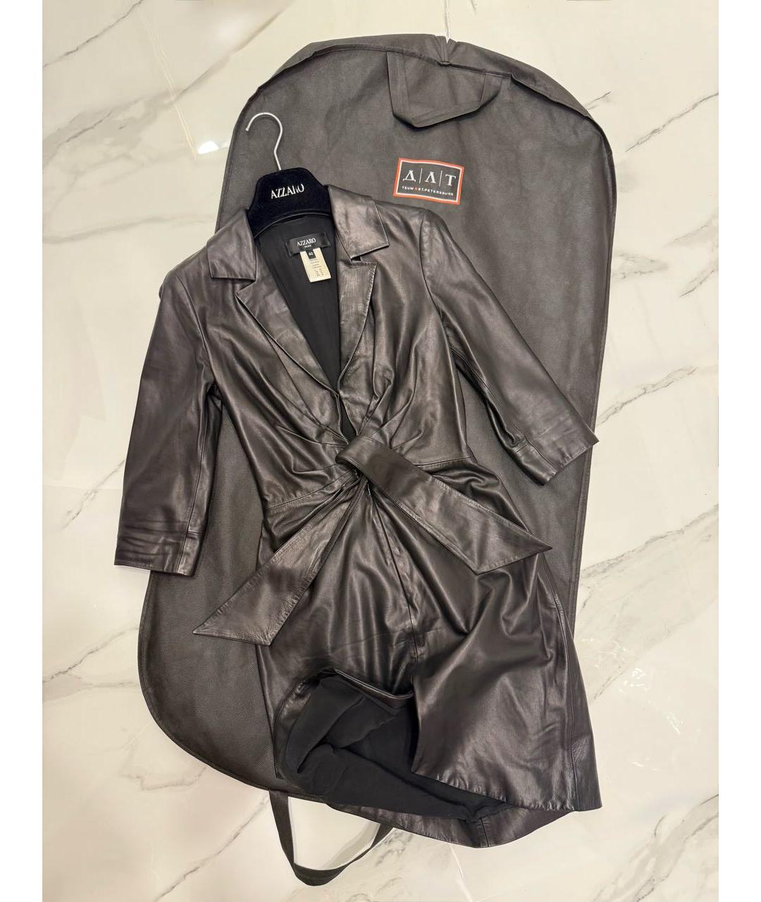 AZZARO Черное кожаное платье, фото 2