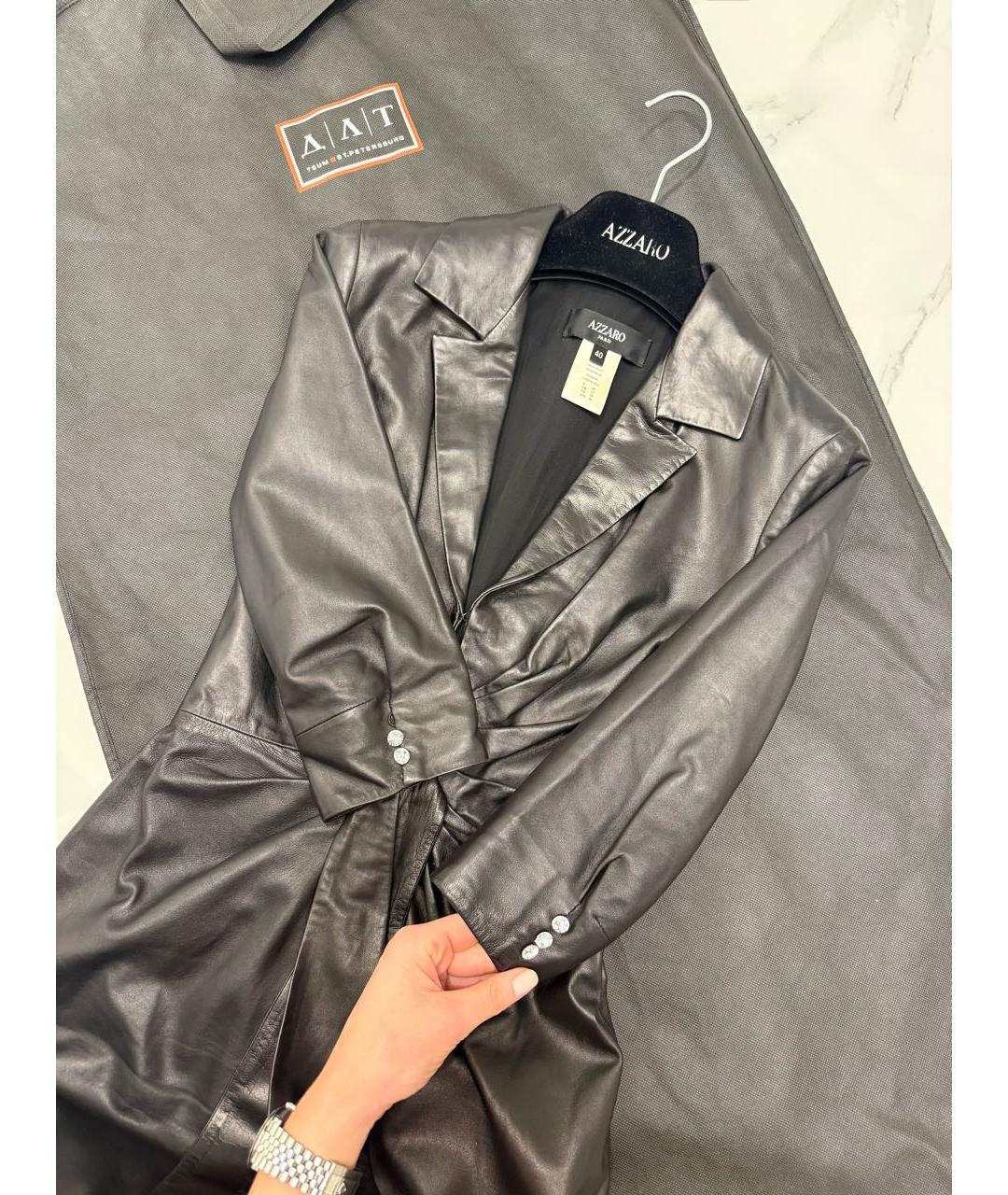 AZZARO Черное кожаное платье, фото 3