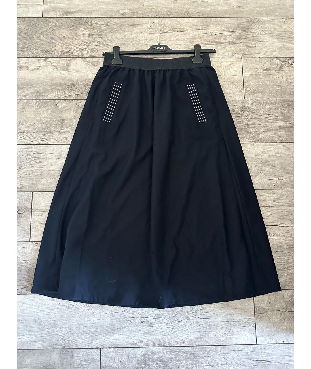 PESERICO Темно-синяя полиэстеровая юбка миди, фото 5