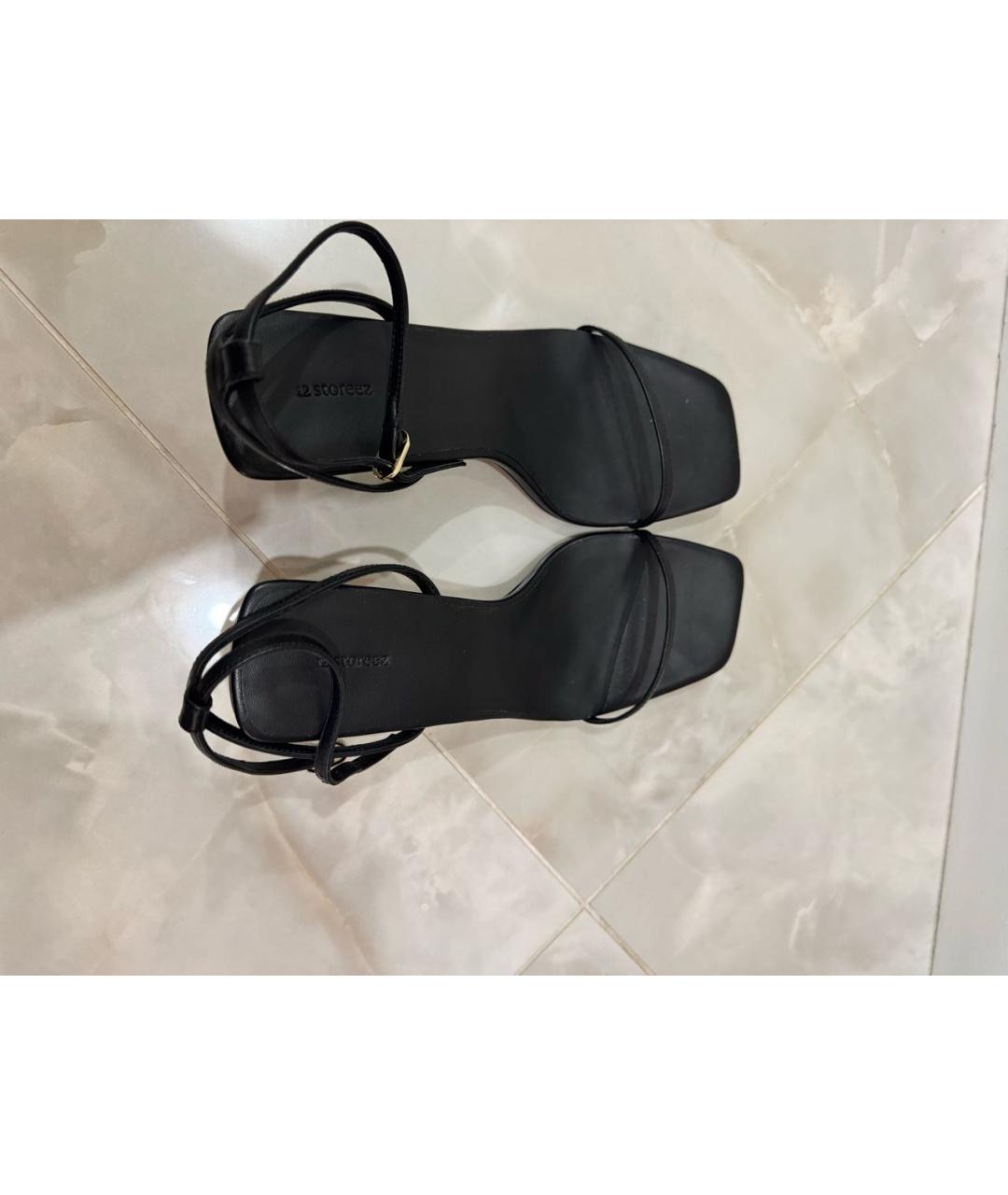 12 STOREEZ Черные кожаные босоножки, фото 3