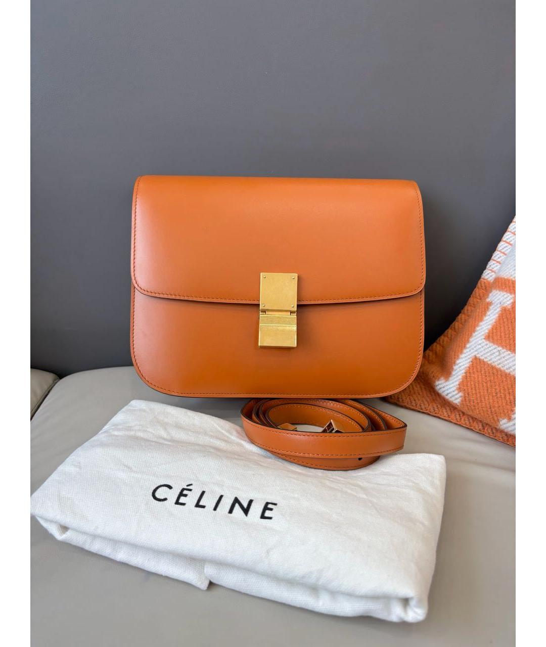 CELINE Оранжевая кожаная сумка через плечо, фото 9