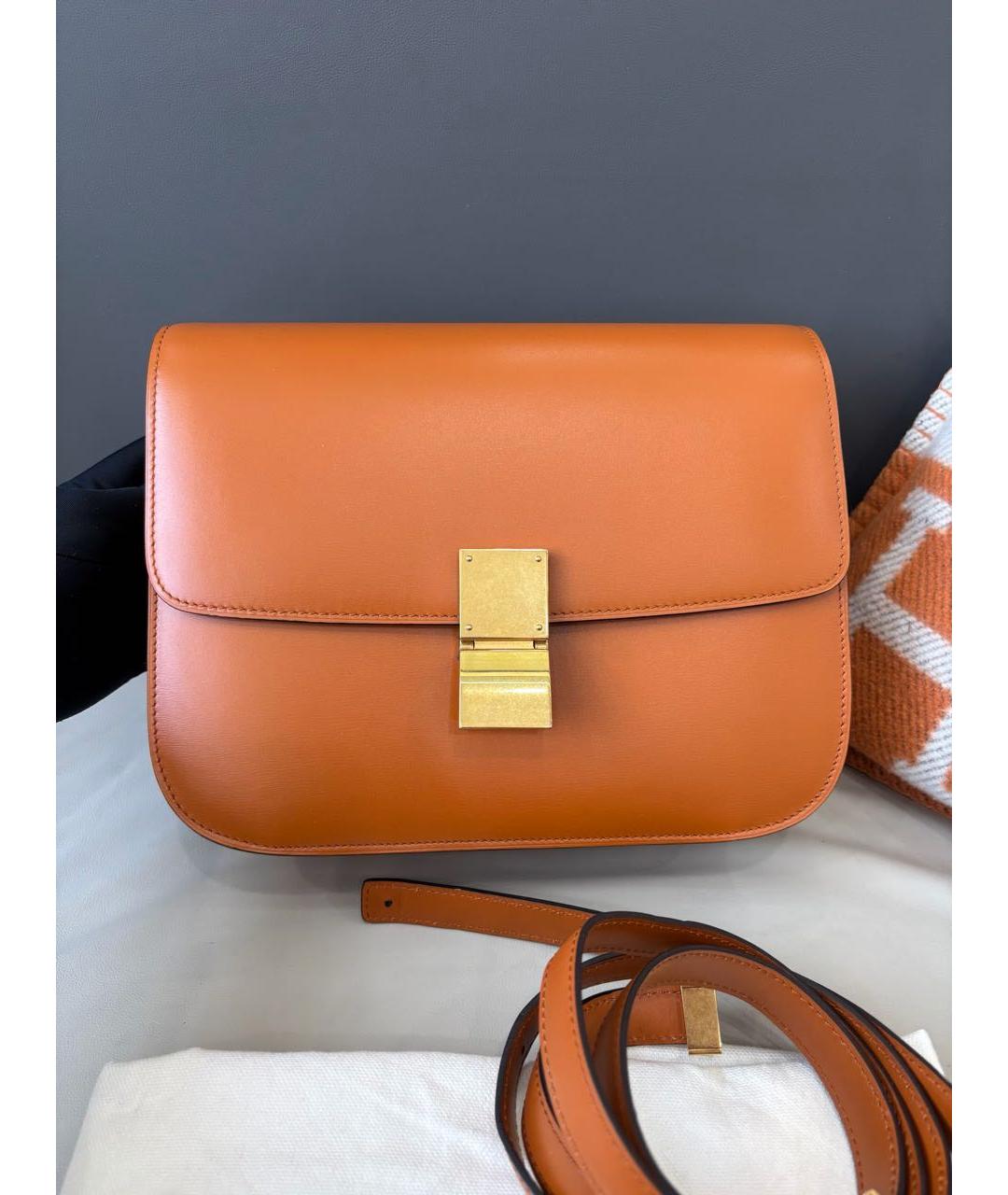 CELINE Оранжевая кожаная сумка через плечо, фото 2