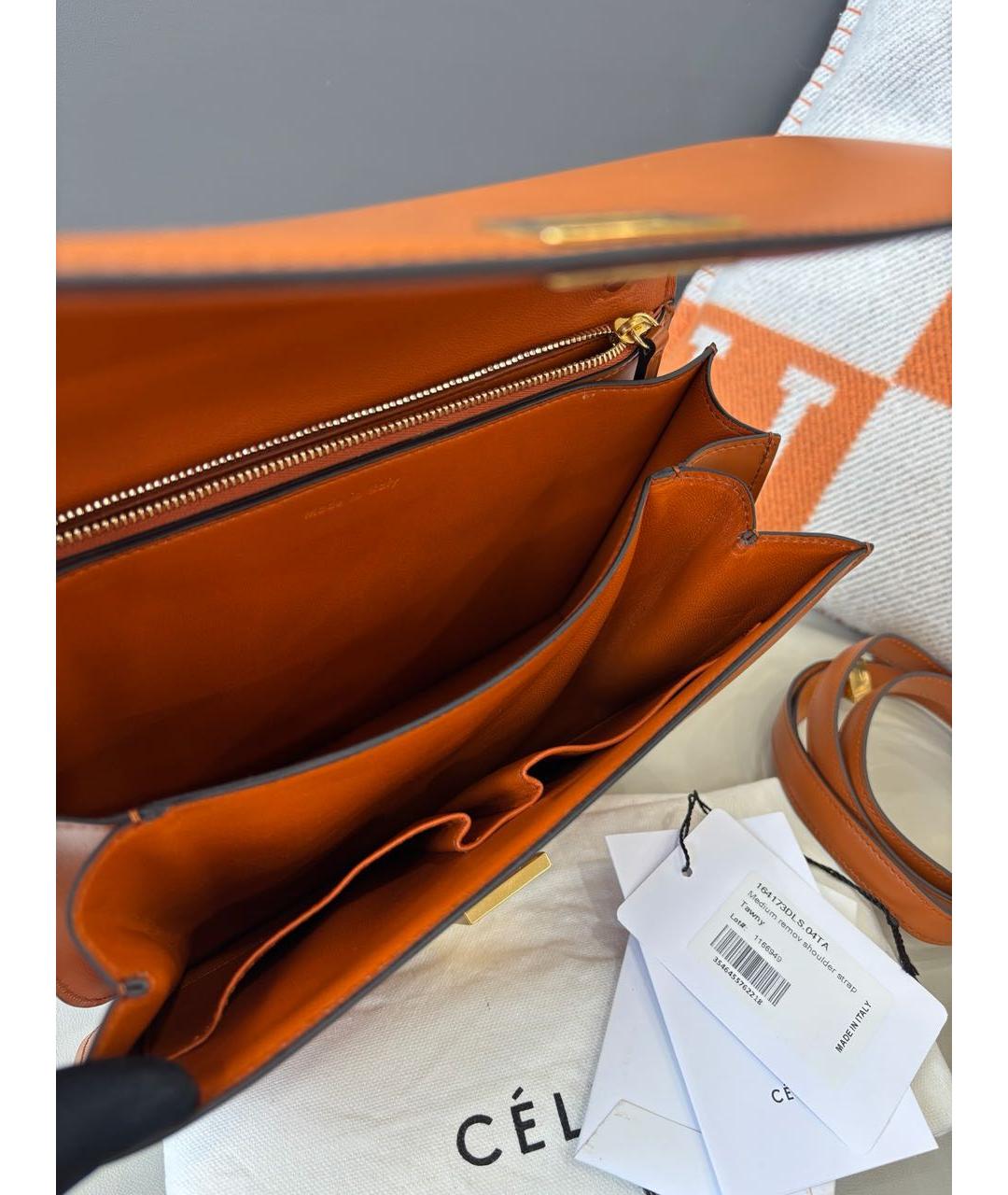 CELINE Оранжевая кожаная сумка через плечо, фото 7