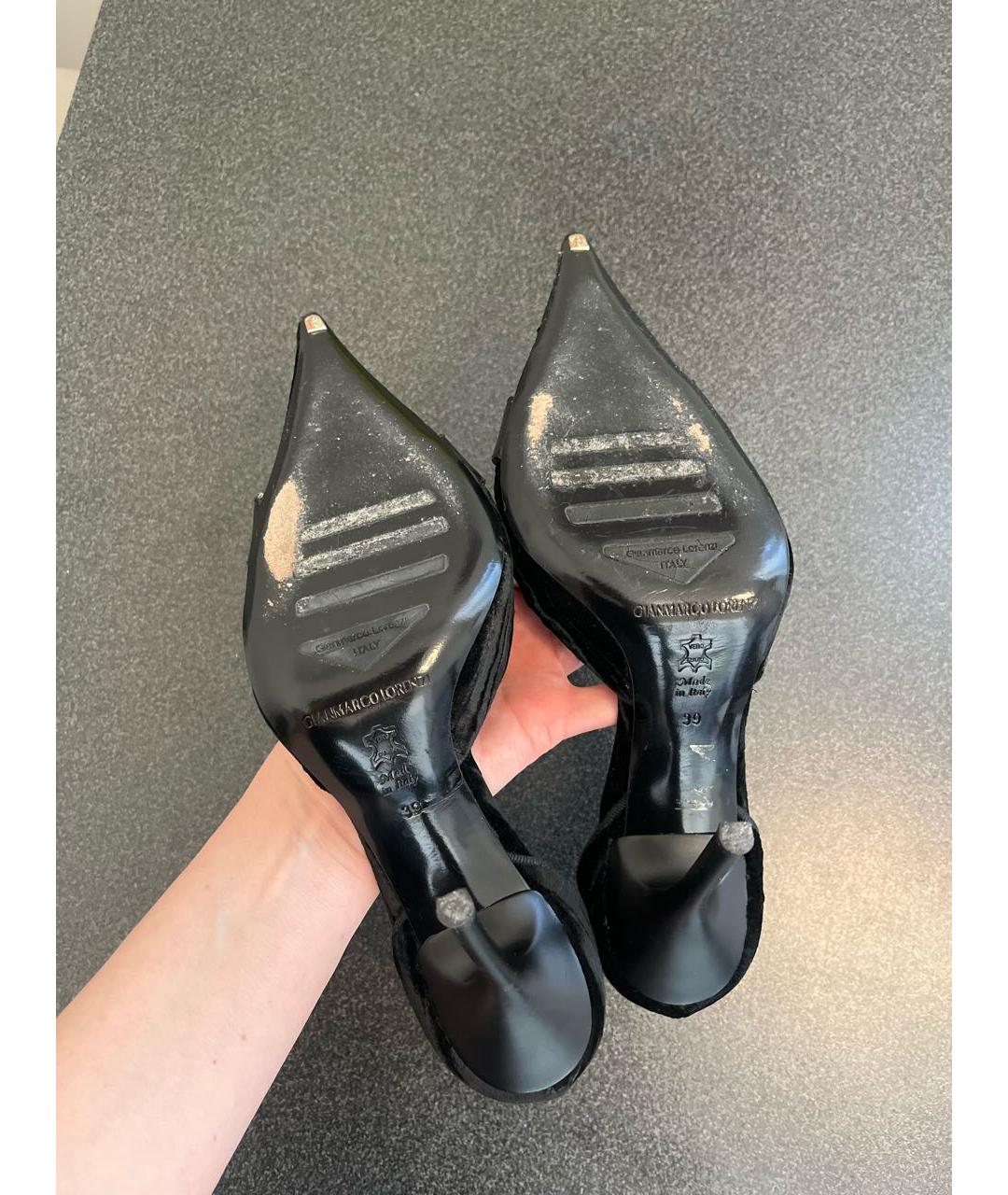 GIAN MARCO LORENZI Черные бархатные туфли, фото 3