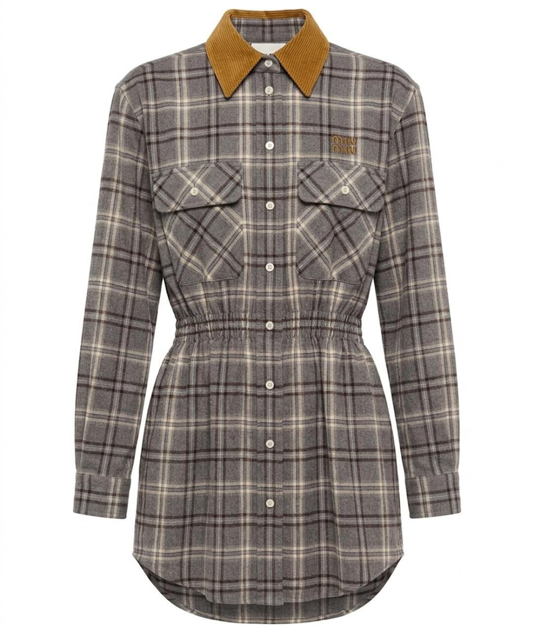 MIU MIU Антрацитовое хлопковое повседневное платье, фото 1