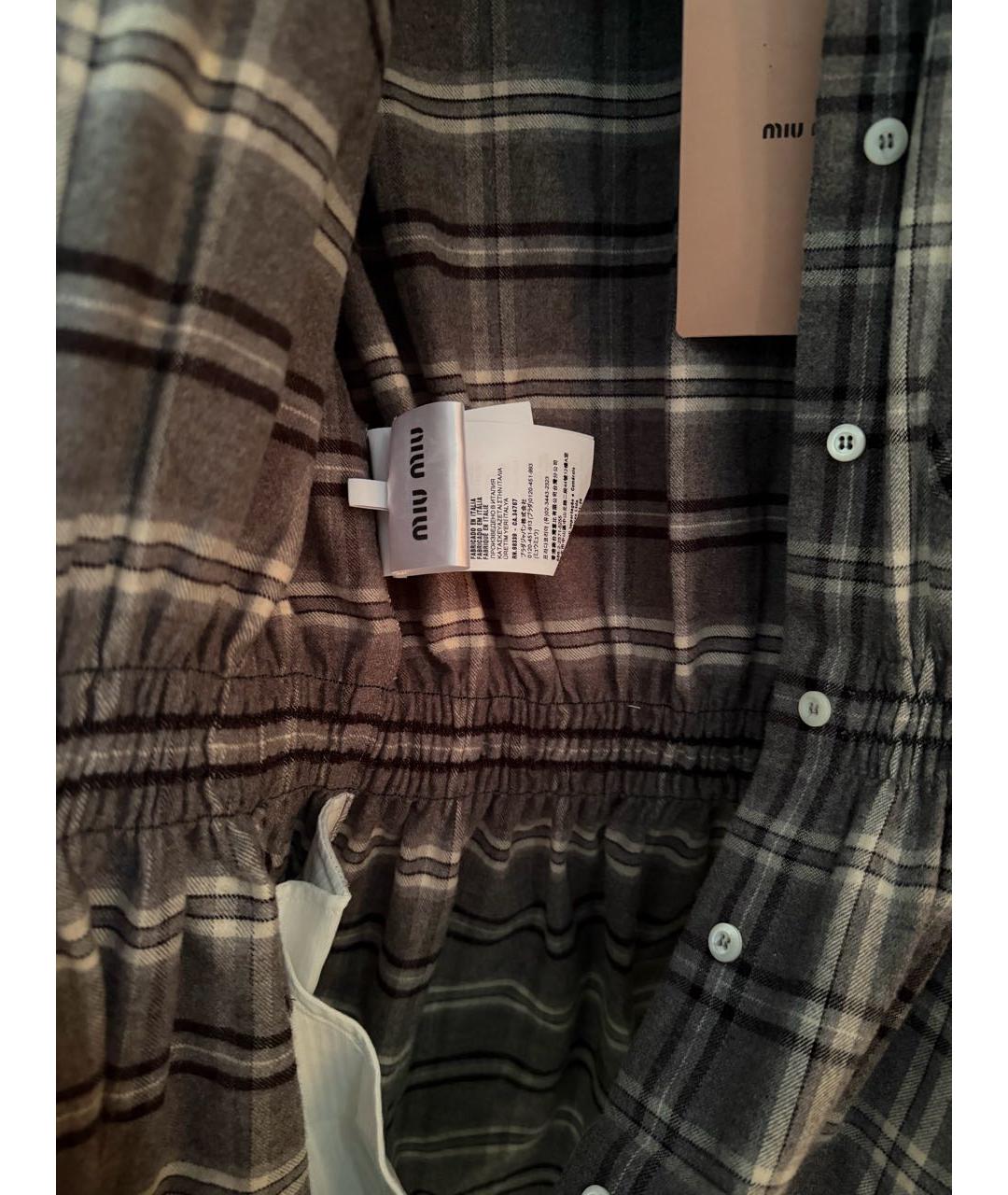 MIU MIU Антрацитовое хлопковое повседневное платье, фото 4