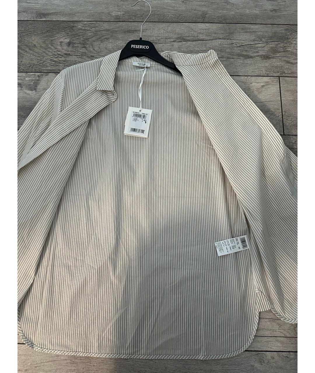 PESERICO Бежевая хлопковая рубашка, фото 5