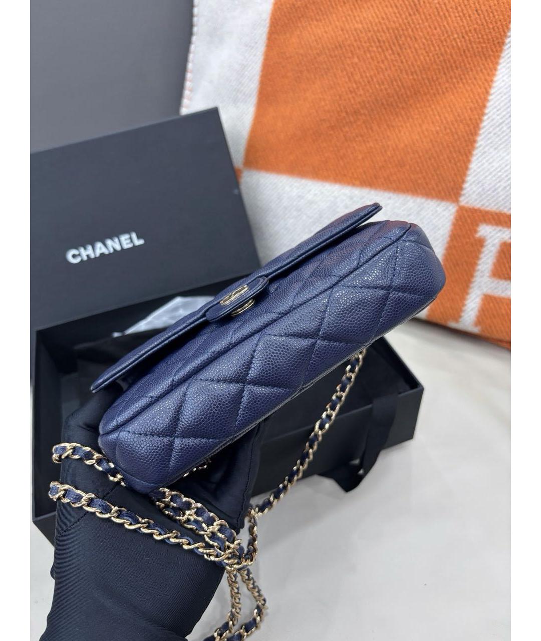 CHANEL Темно-синяя кожаная сумка через плечо, фото 6