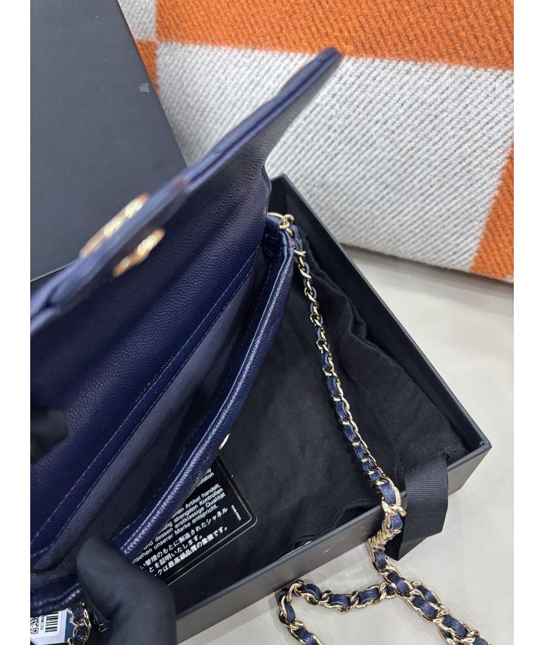 CHANEL Темно-синяя кожаная сумка через плечо, фото 8