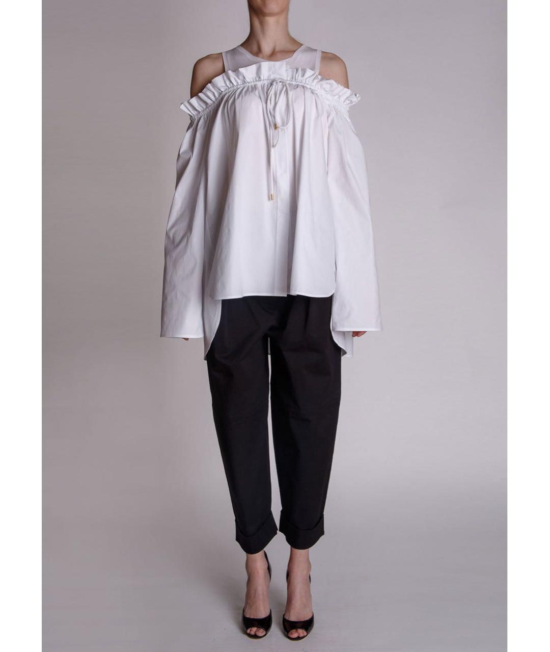 ALBERTA FERRETTI Белая хлопко-эластановая блузы, фото 5