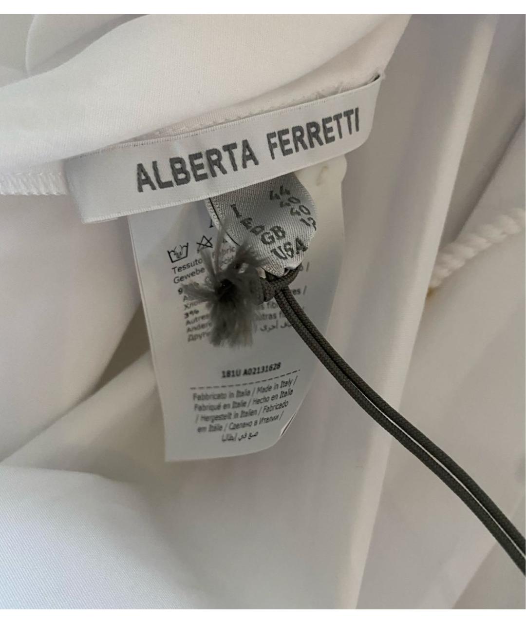 ALBERTA FERRETTI Белая хлопко-эластановая блузы, фото 3