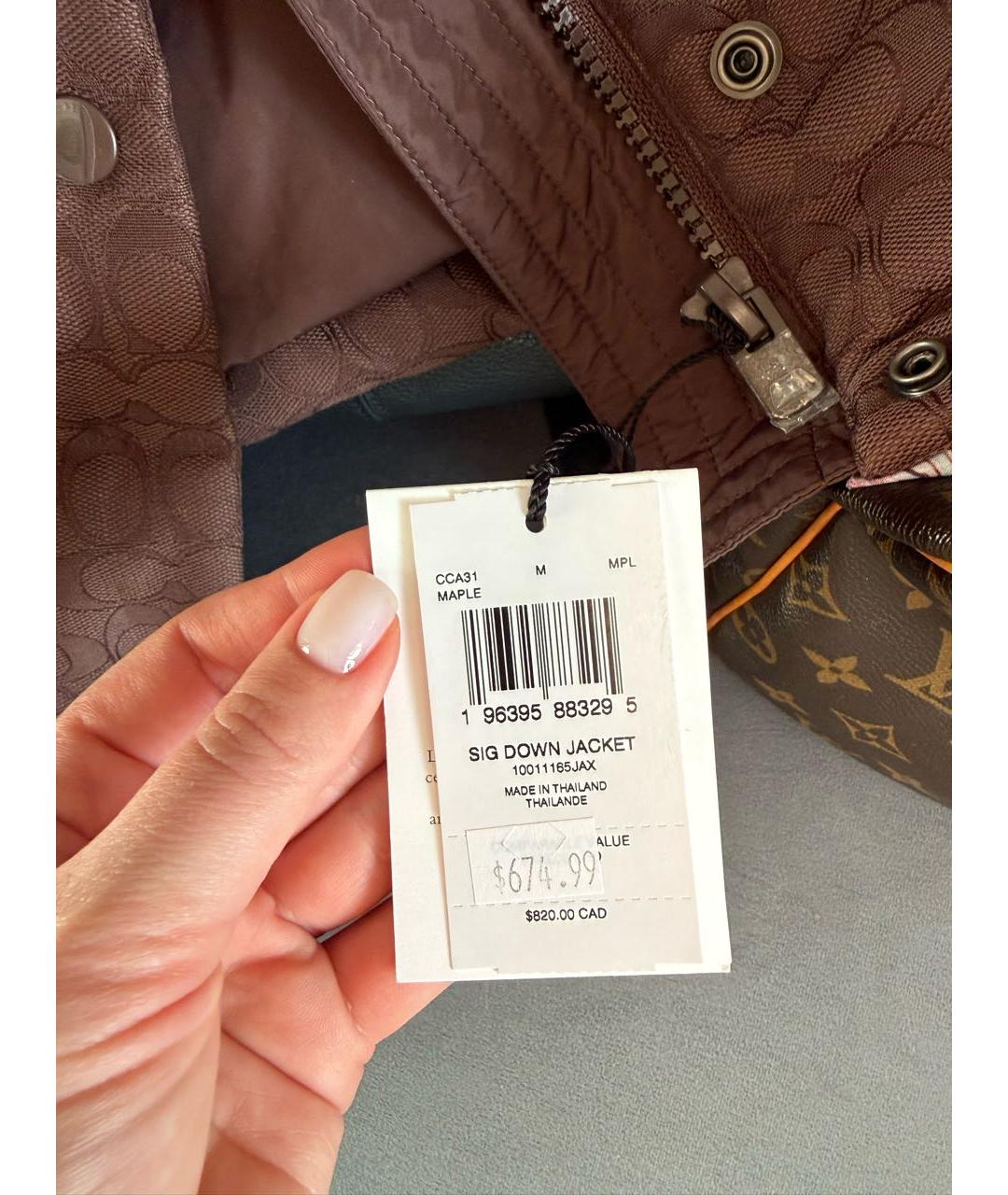 COACH Коричневая полиэстеровая куртка, фото 3