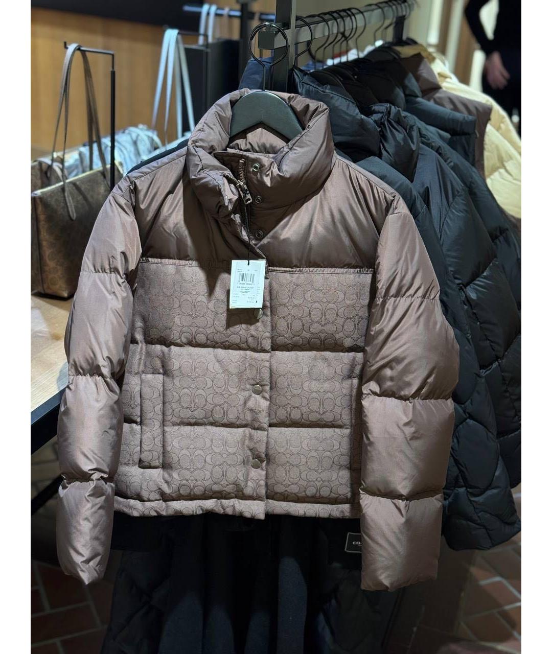 COACH Коричневая полиэстеровая куртка, фото 6