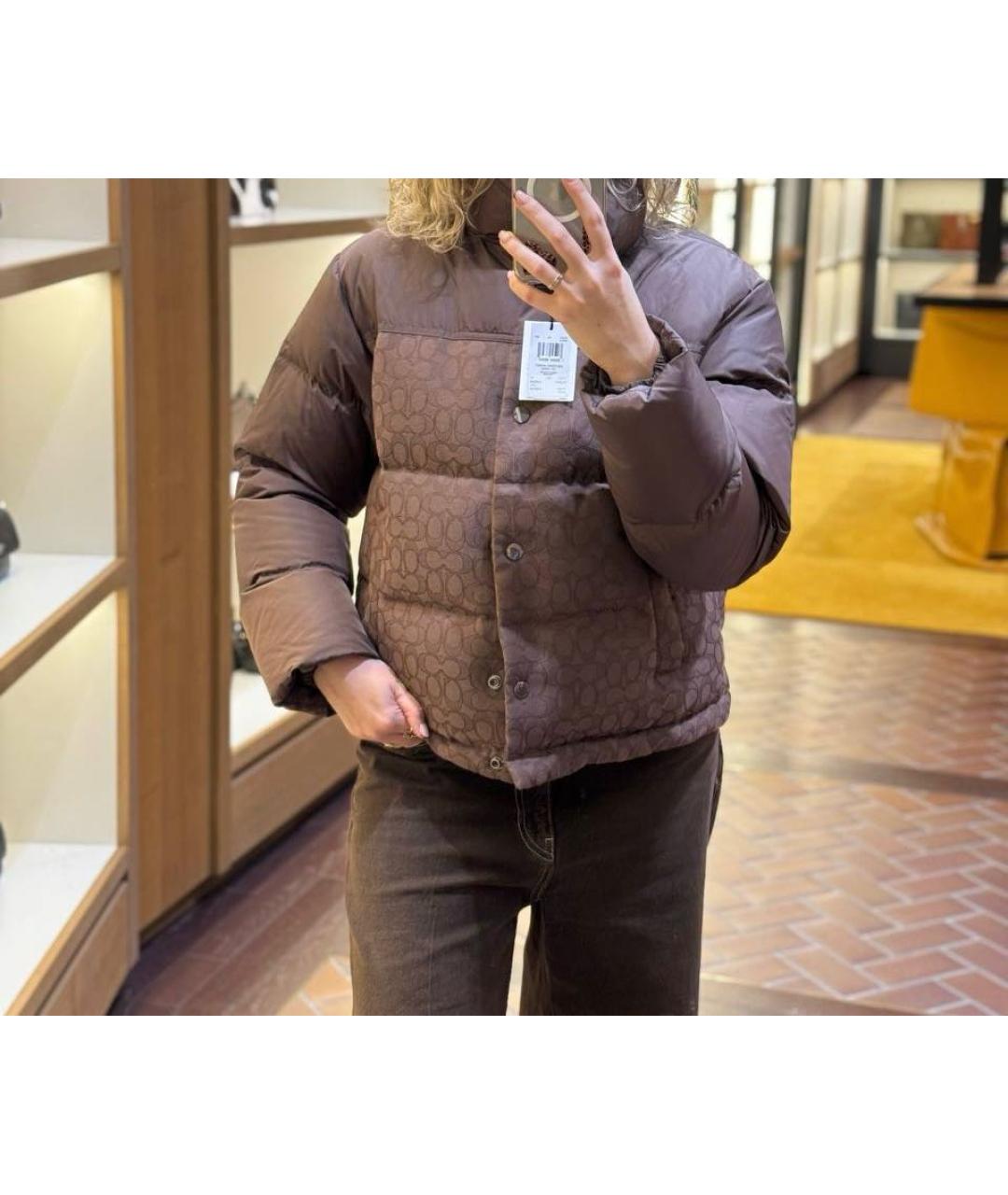 COACH Коричневая полиэстеровая куртка, фото 4