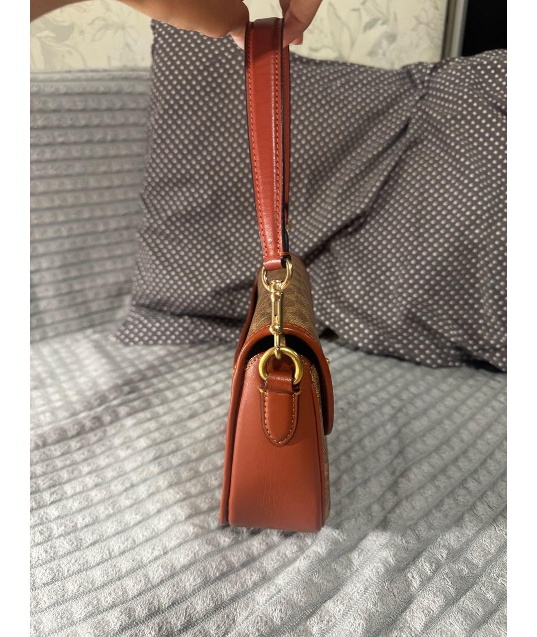 COACH Коричневая сумка с короткими ручками, фото 4