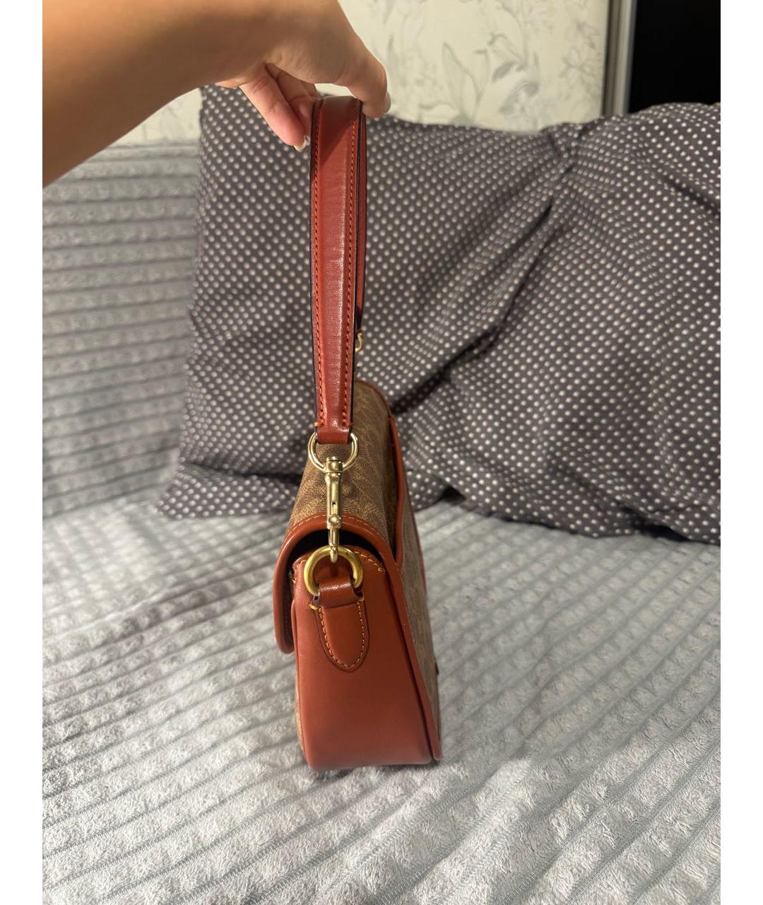 COACH Коричневая сумка с короткими ручками, фото 5