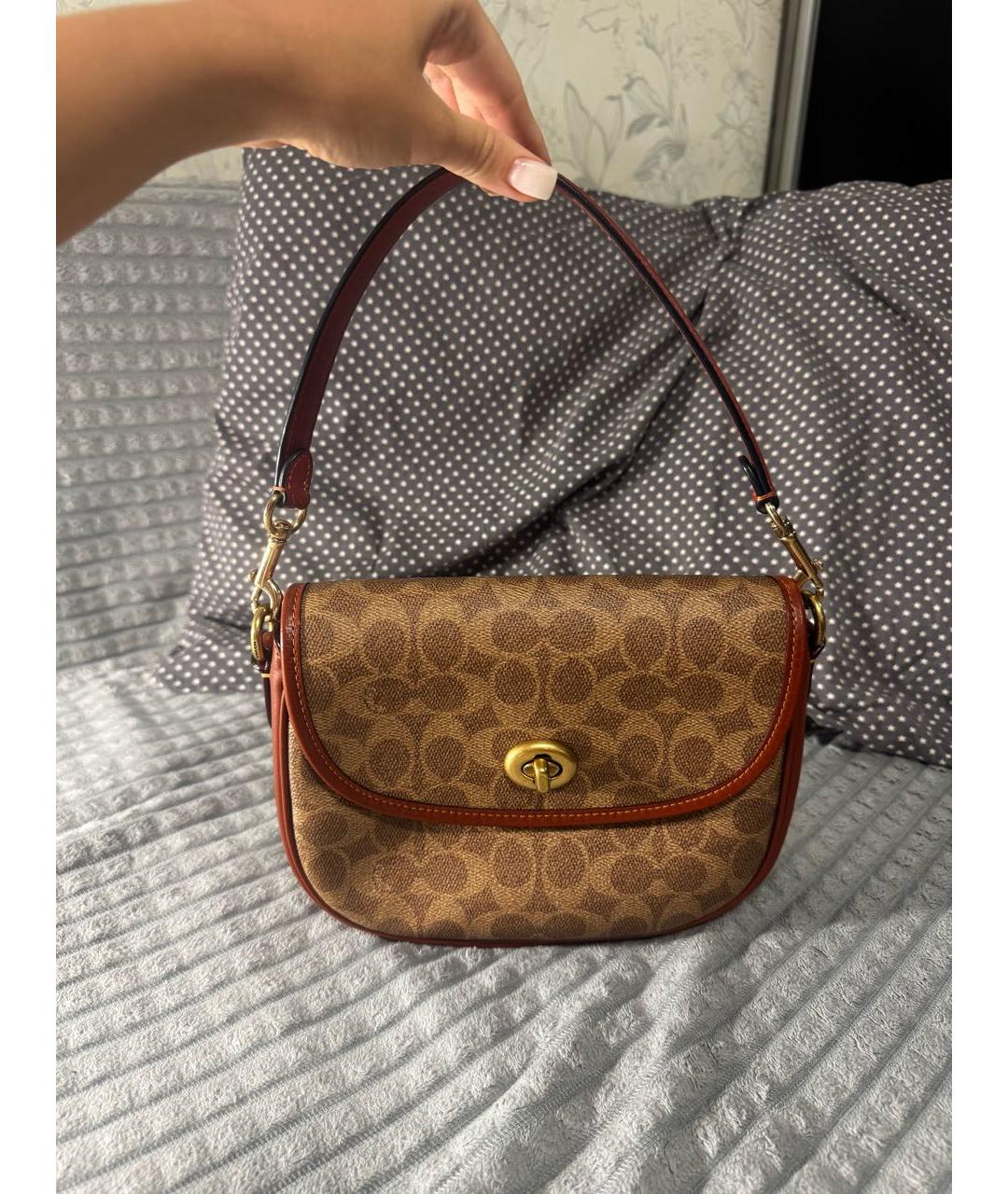 COACH Коричневая сумка с короткими ручками, фото 2
