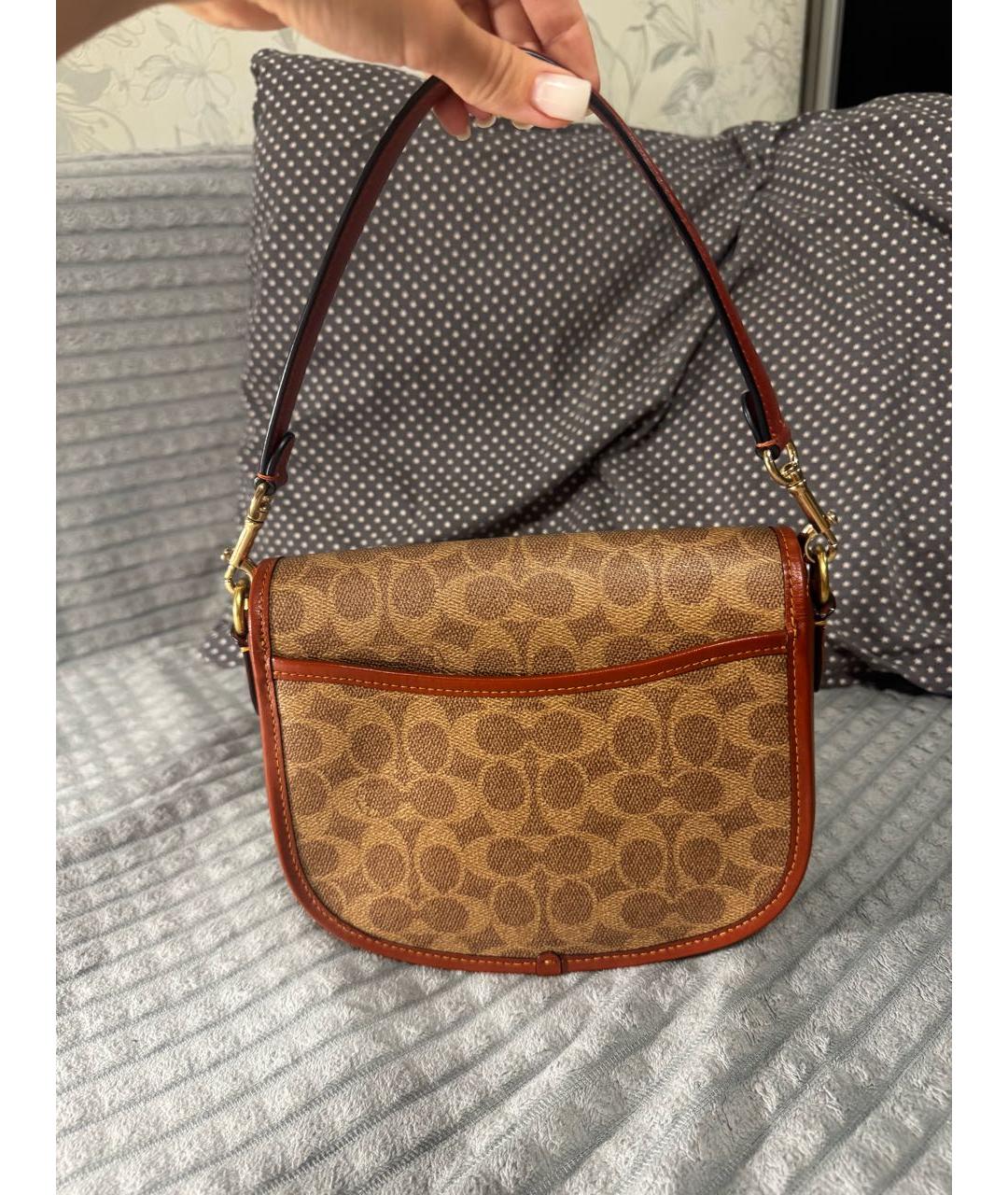 COACH Коричневая сумка с короткими ручками, фото 3