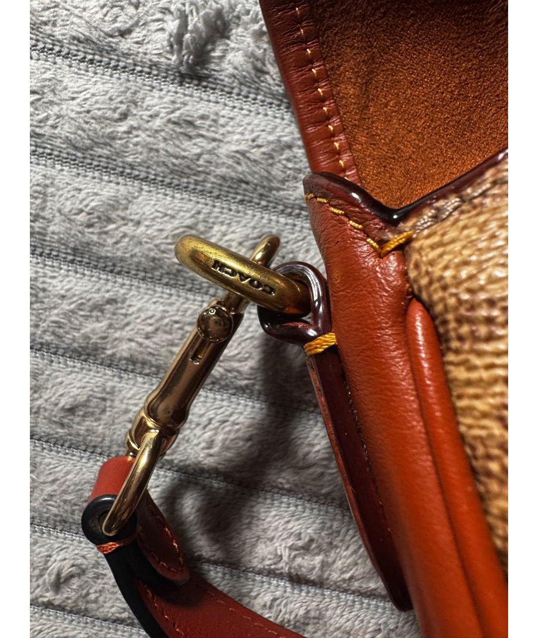 COACH Коричневая сумка с короткими ручками, фото 8
