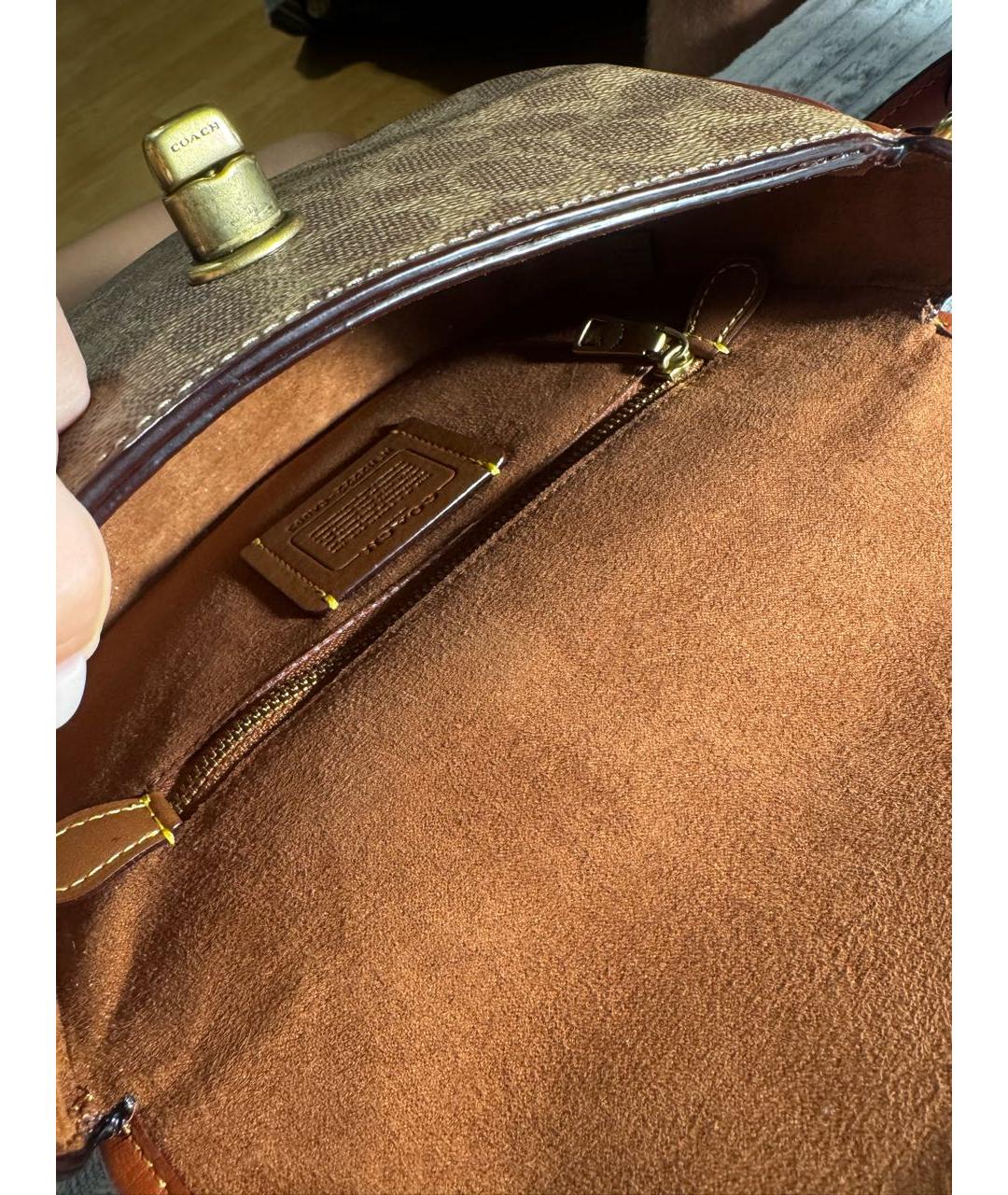 COACH Коричневая сумка с короткими ручками, фото 7