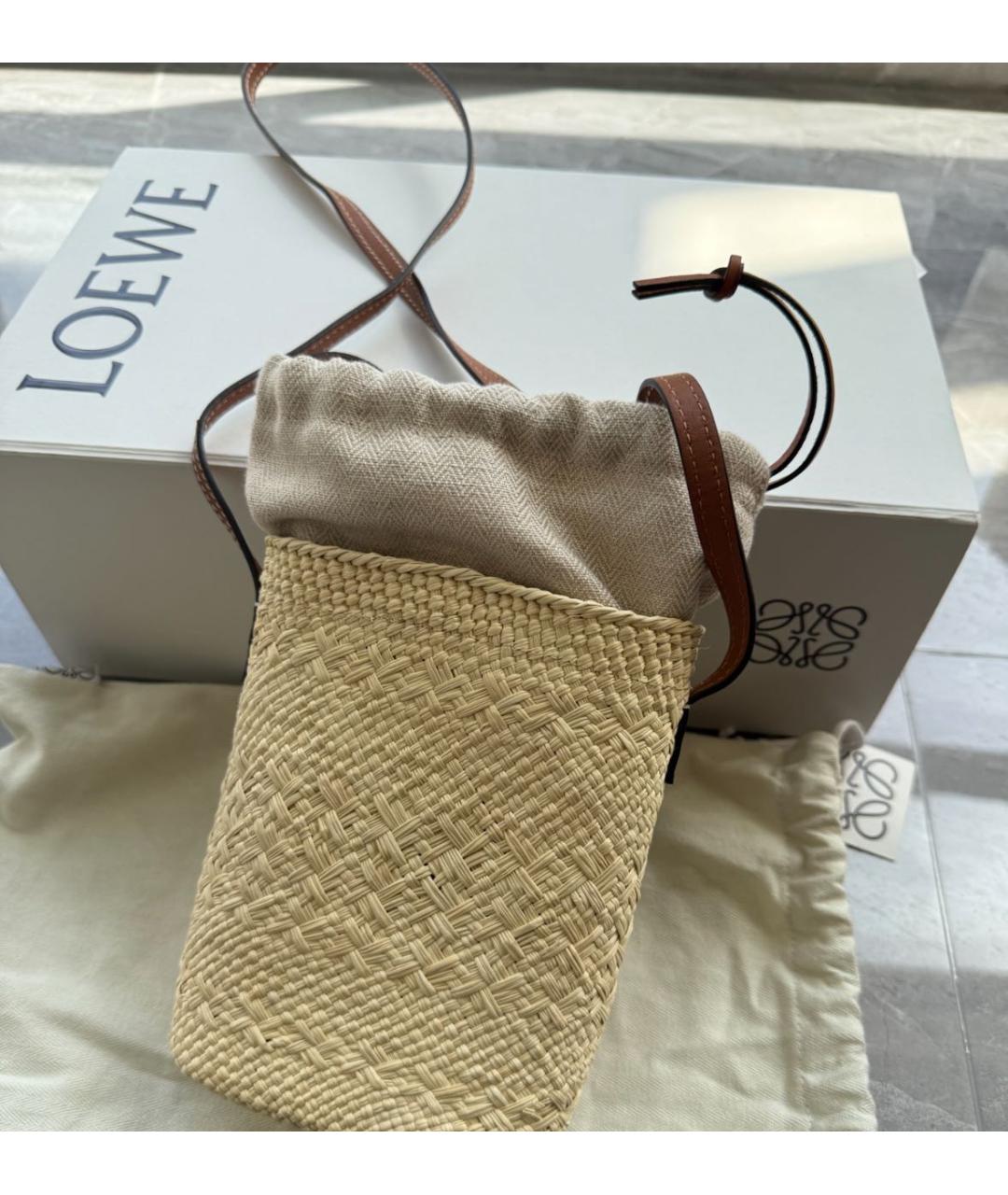 LOEWE Бежевая пелетеная сумка через плечо, фото 5