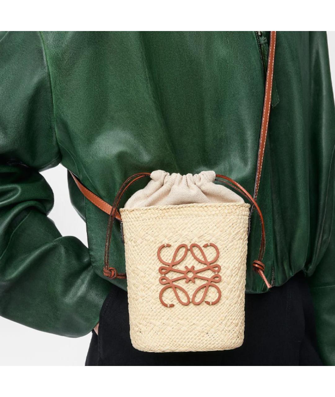 LOEWE Бежевая пелетеная сумка через плечо, фото 3