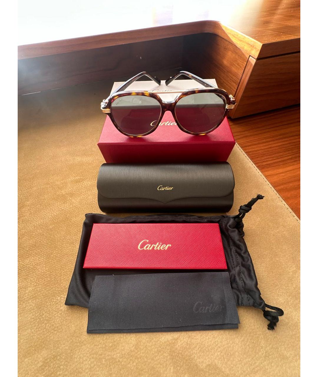 CARTIER Коричневые пластиковые солнцезащитные очки, фото 4