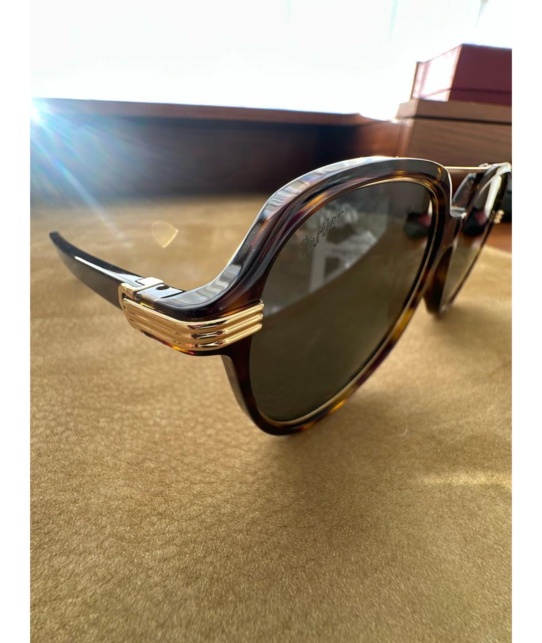 CARTIER Коричневые пластиковые солнцезащитные очки, фото 3