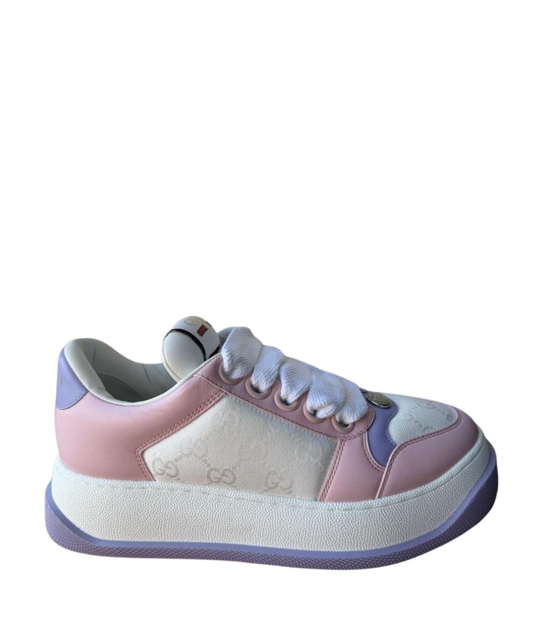GUCCI Розовые кожаные кеды, фото 1