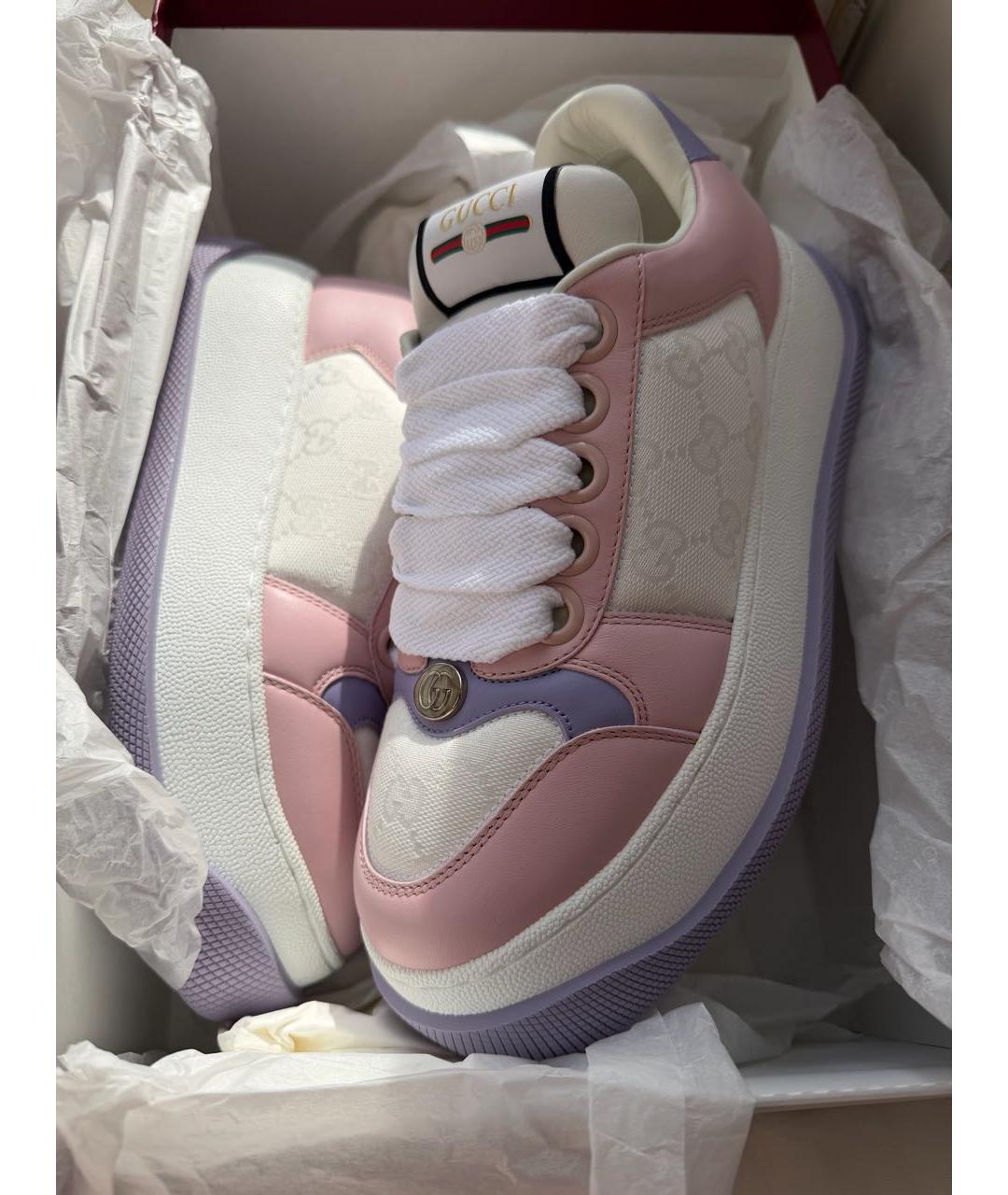 GUCCI Розовые кожаные кеды, фото 3