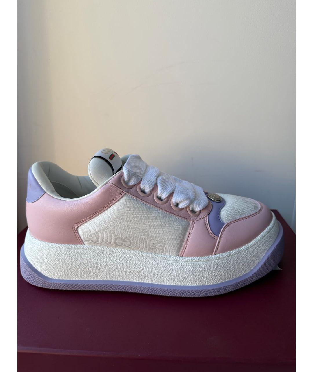 GUCCI Розовые кожаные кеды, фото 5