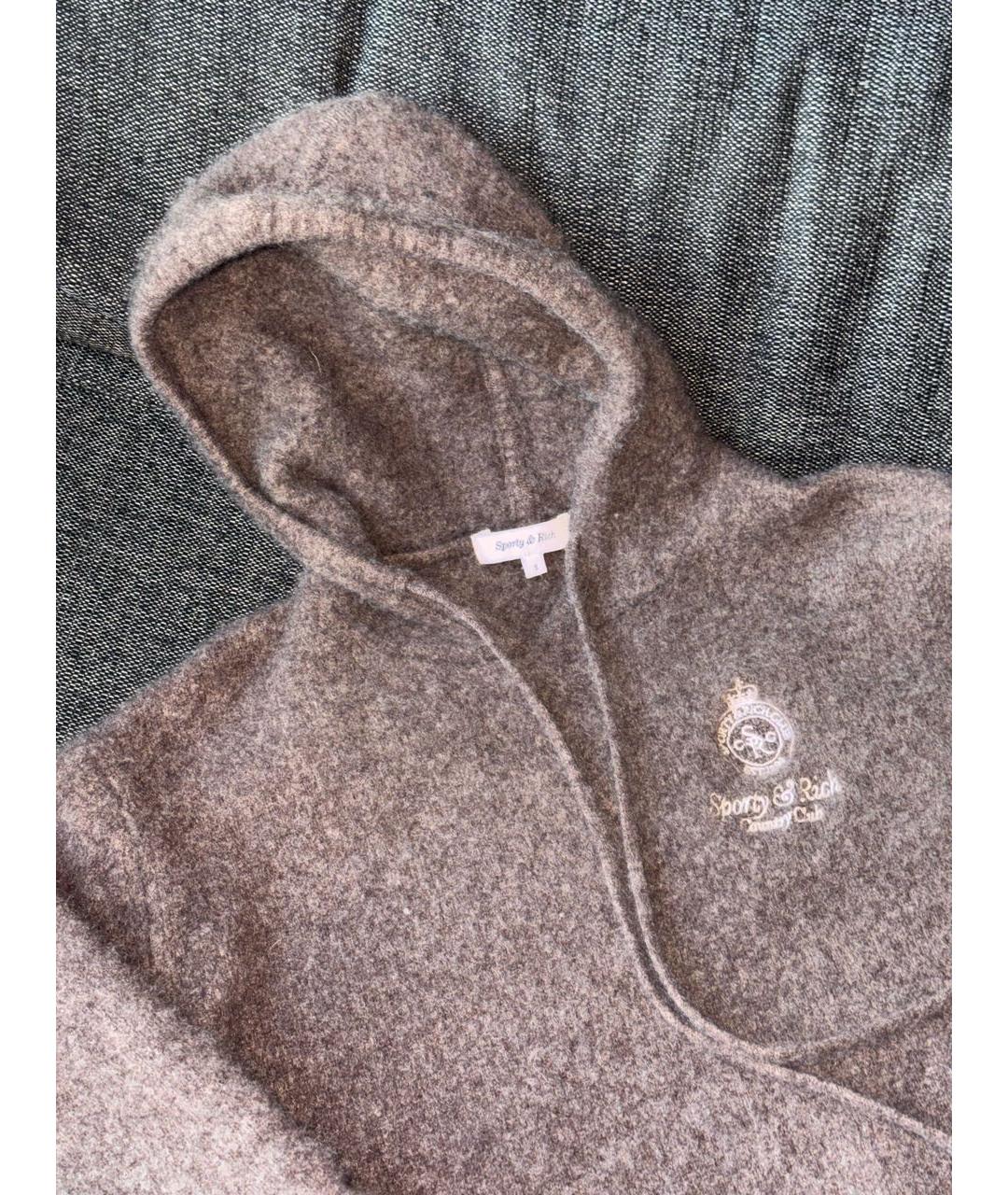 SPORTY AND RICH Коричневый кашемировый джемпер / свитер, фото 3