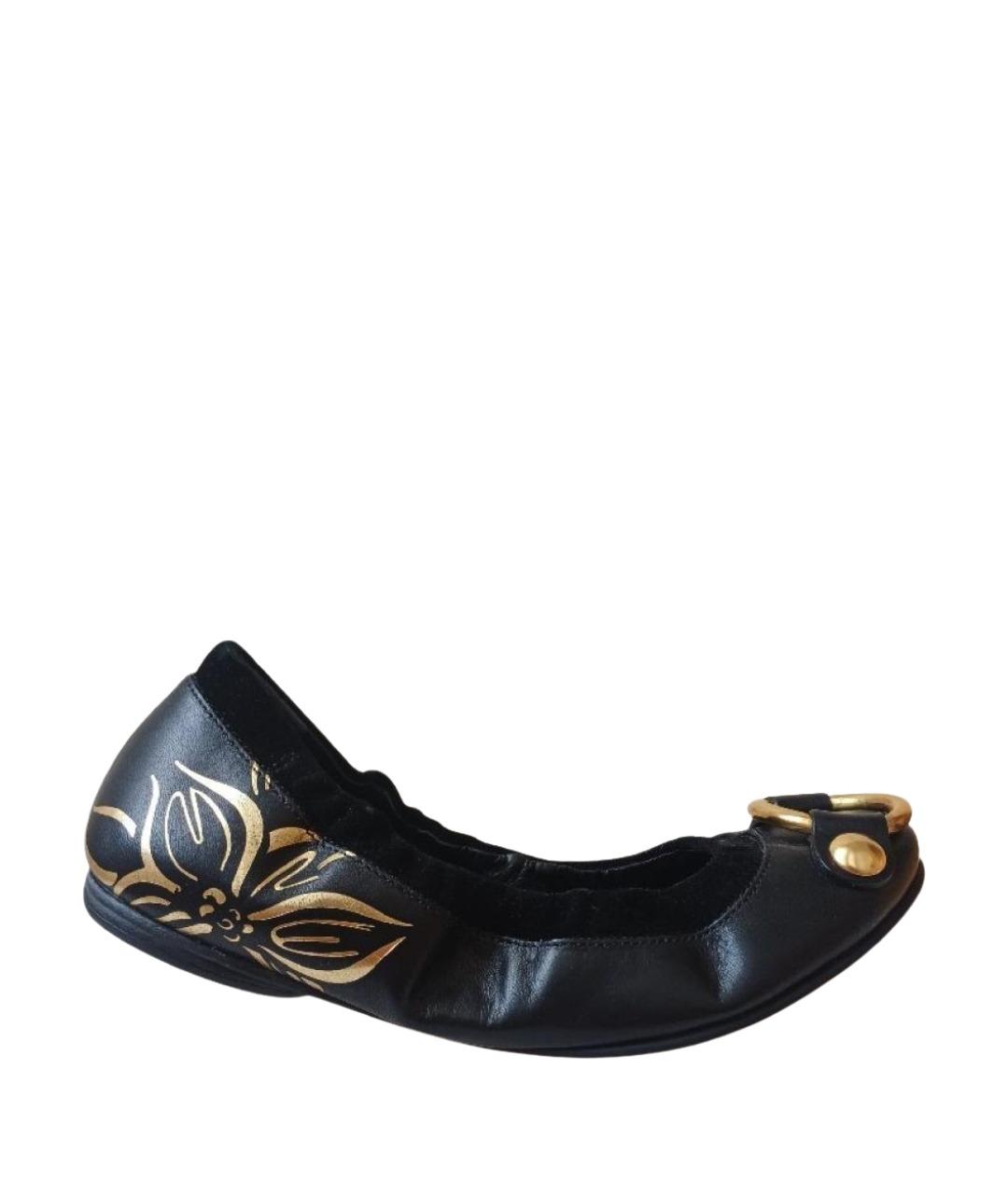 SERGIO ROSSI Черные кожаные балетки, фото 1