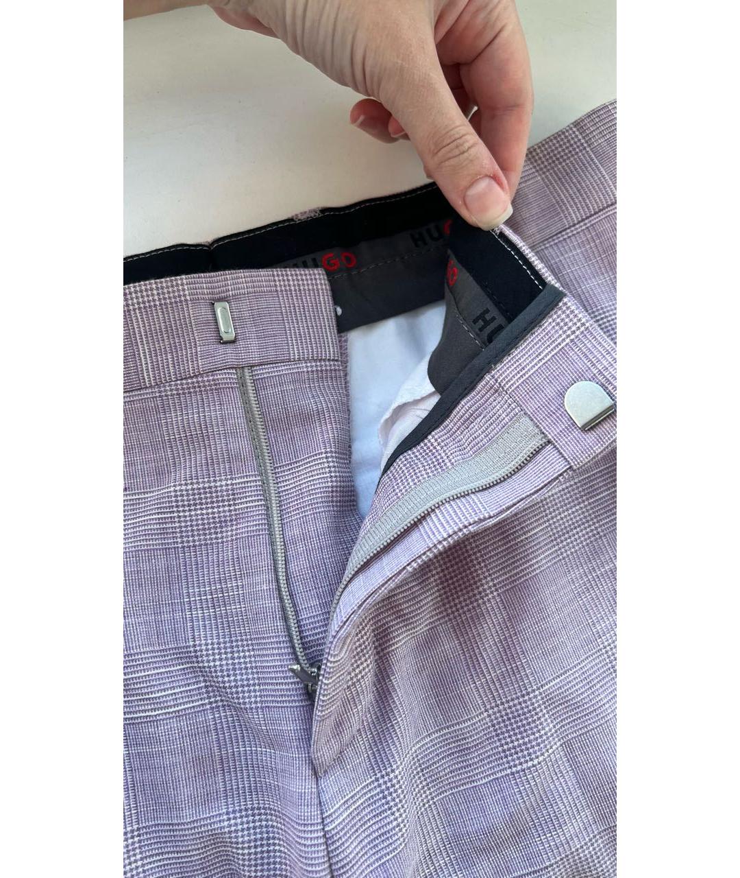 HUGO BOSS Фиолетовые шерстяные классические брюки, фото 4