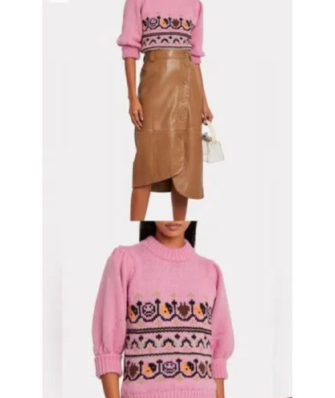 GANNI Розовый шерстяной джемпер / свитер, фото 5