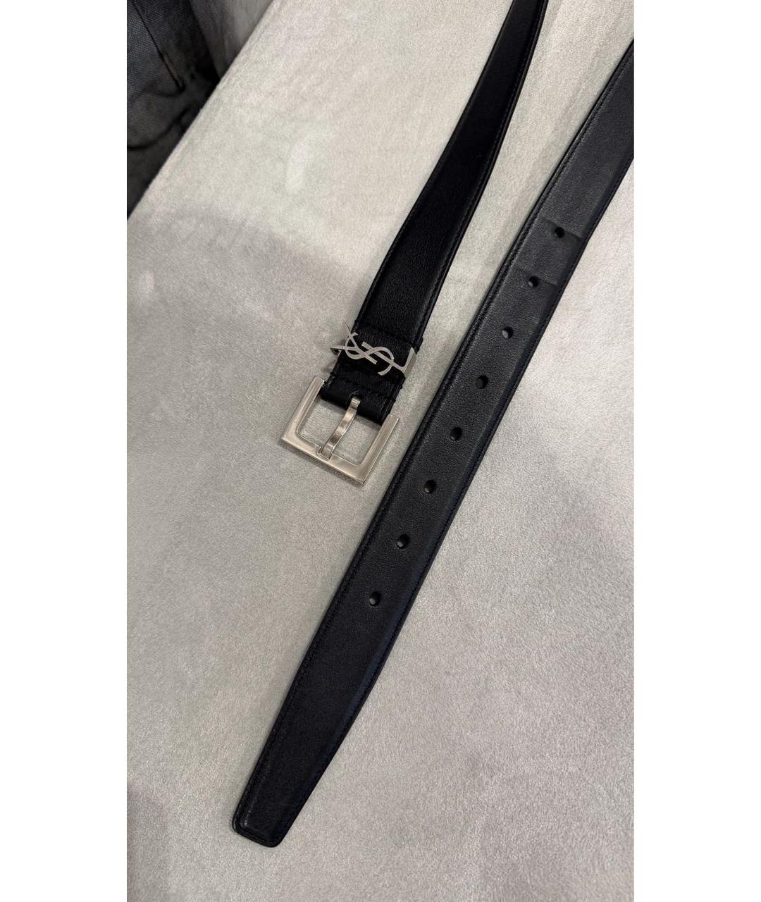 SAINT LAURENT Черный кожаный ремень, фото 2