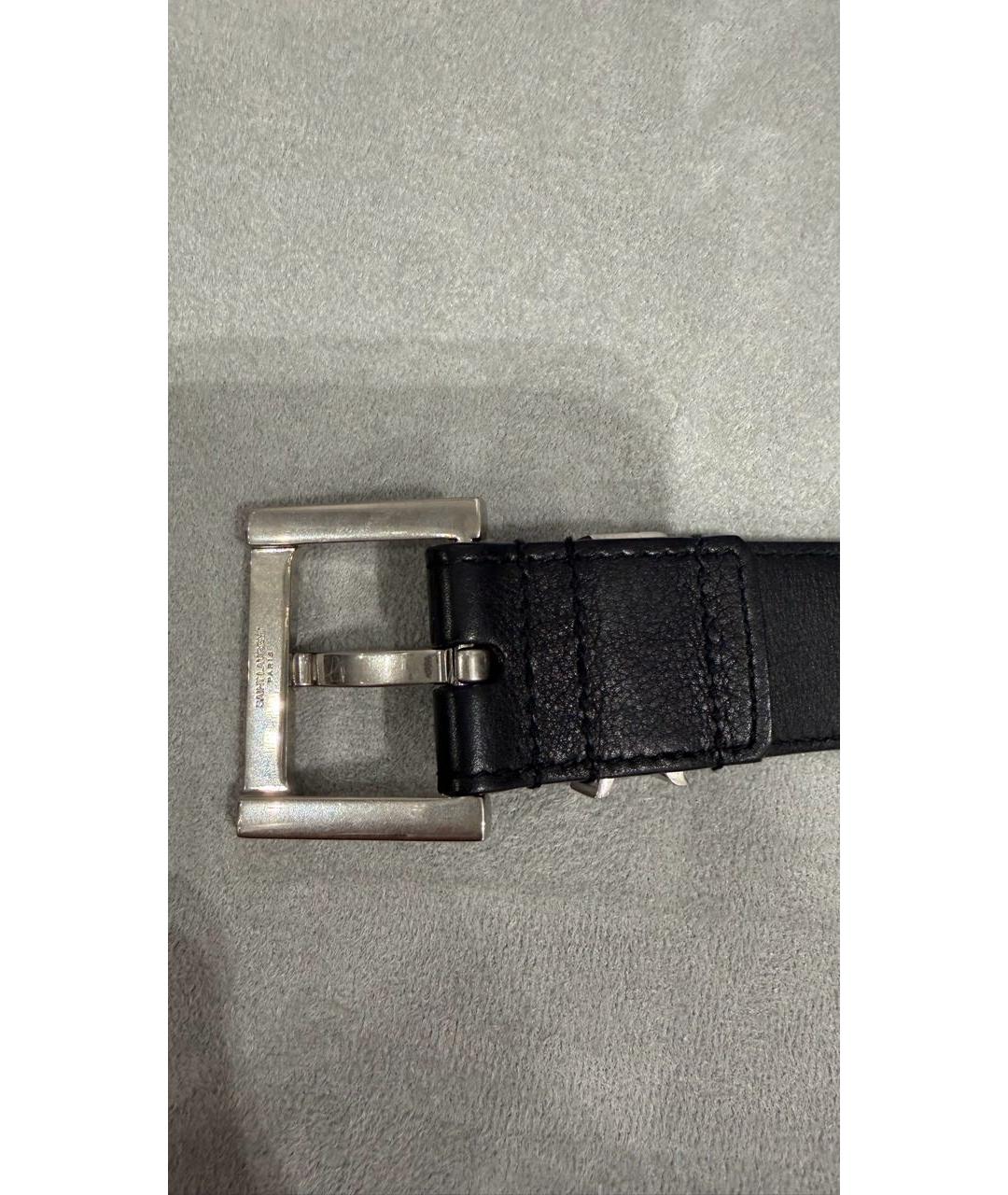 SAINT LAURENT Черный кожаный ремень, фото 4