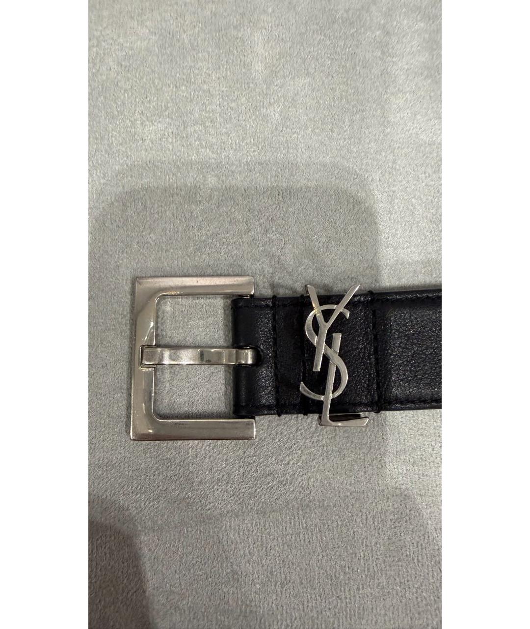 SAINT LAURENT Черный кожаный ремень, фото 3