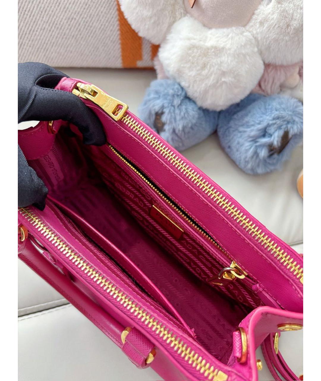 PRADA Фуксия кожаная сумка с короткими ручками, фото 6