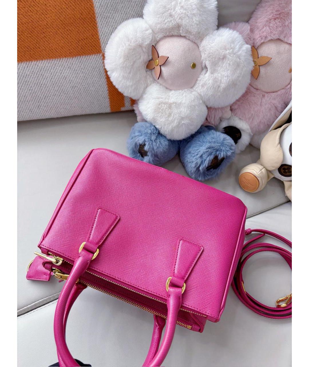 PRADA Фуксия кожаная сумка с короткими ручками, фото 3