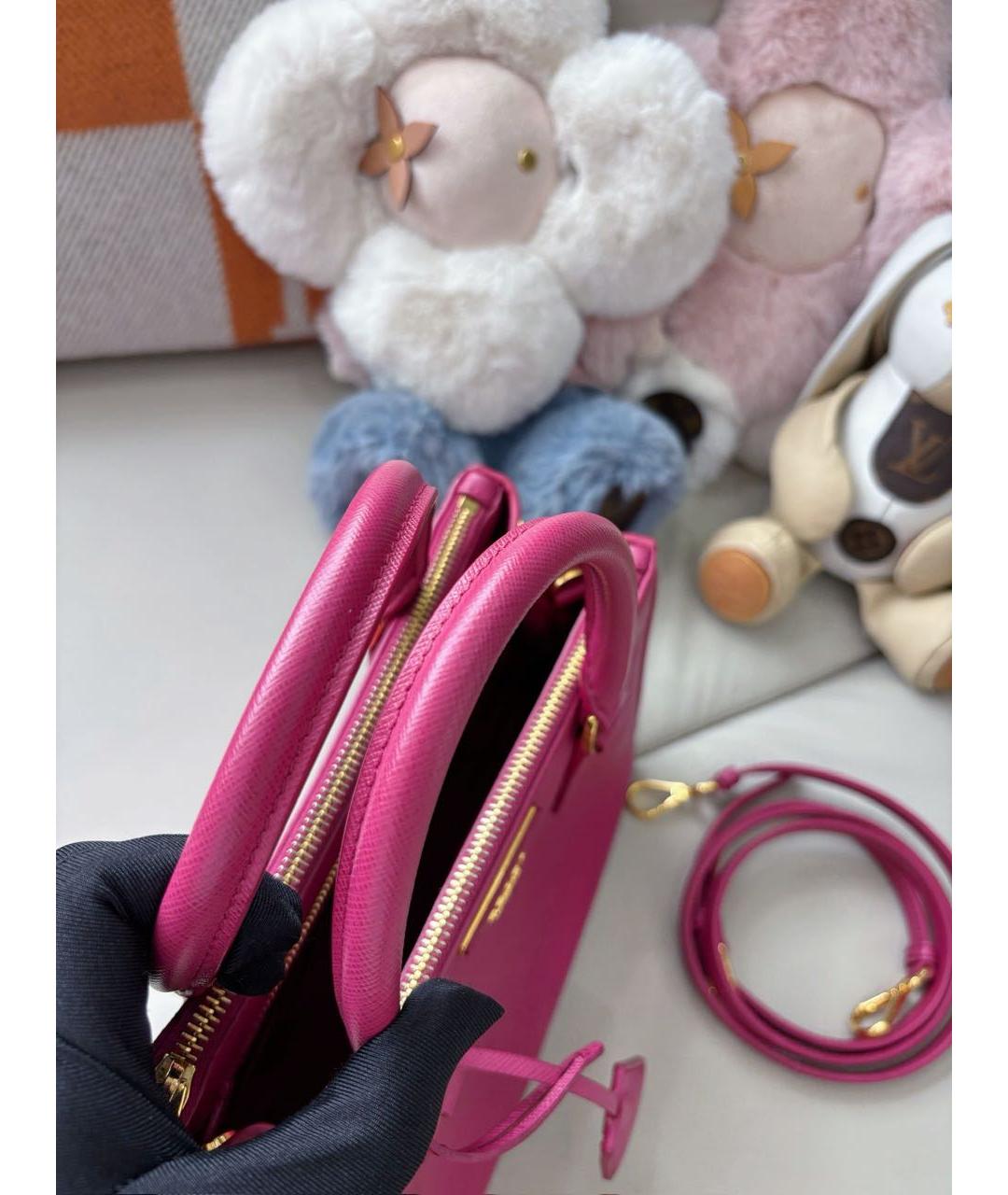 PRADA Фуксия кожаная сумка с короткими ручками, фото 7