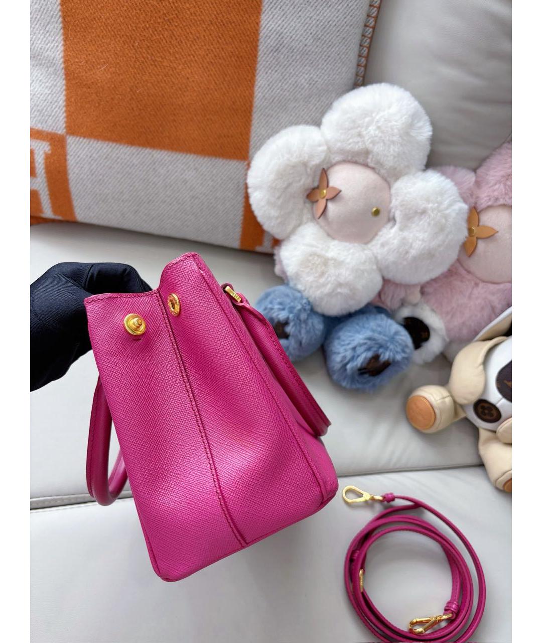 PRADA Фуксия кожаная сумка с короткими ручками, фото 5