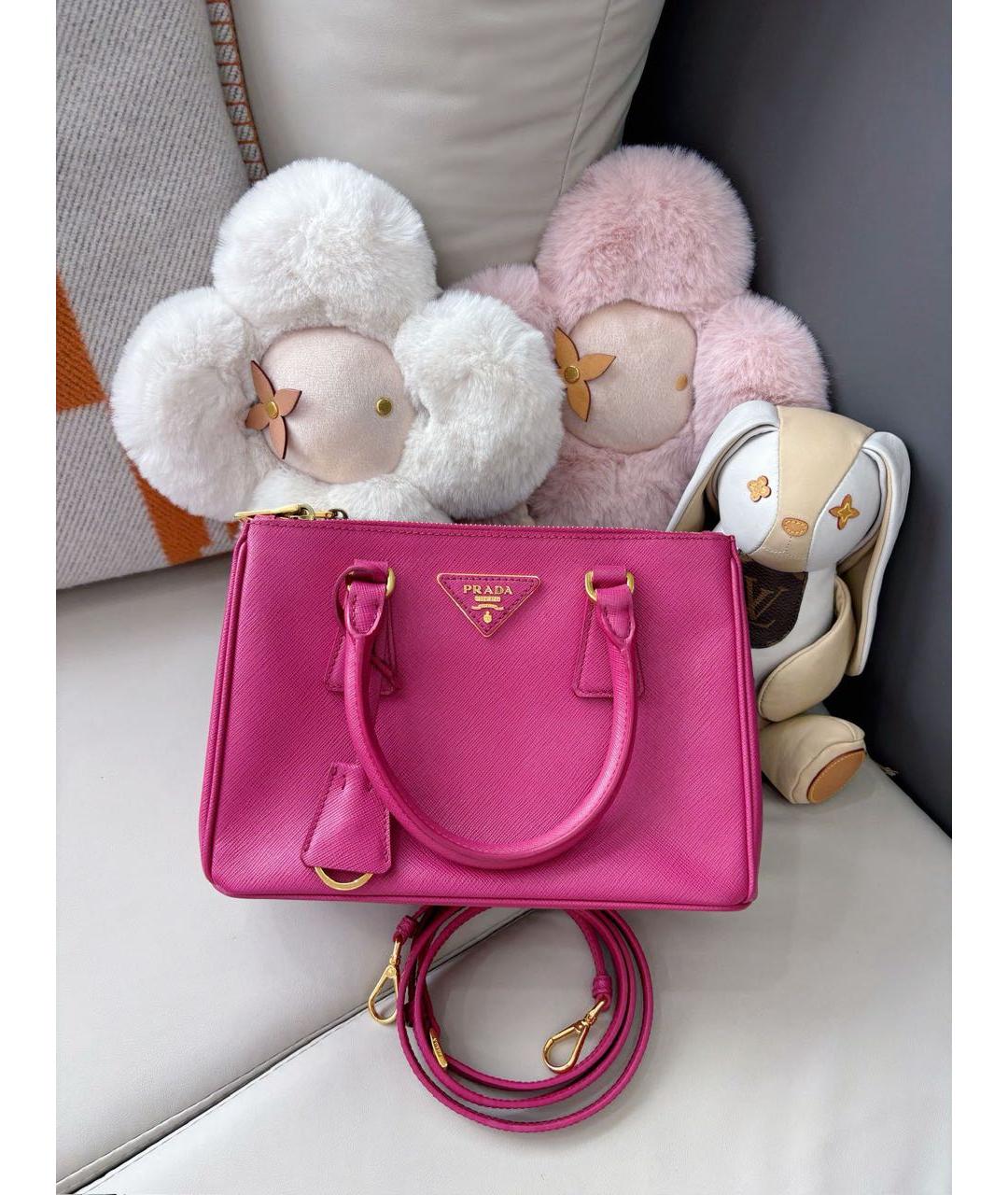 PRADA Фуксия кожаная сумка с короткими ручками, фото 8