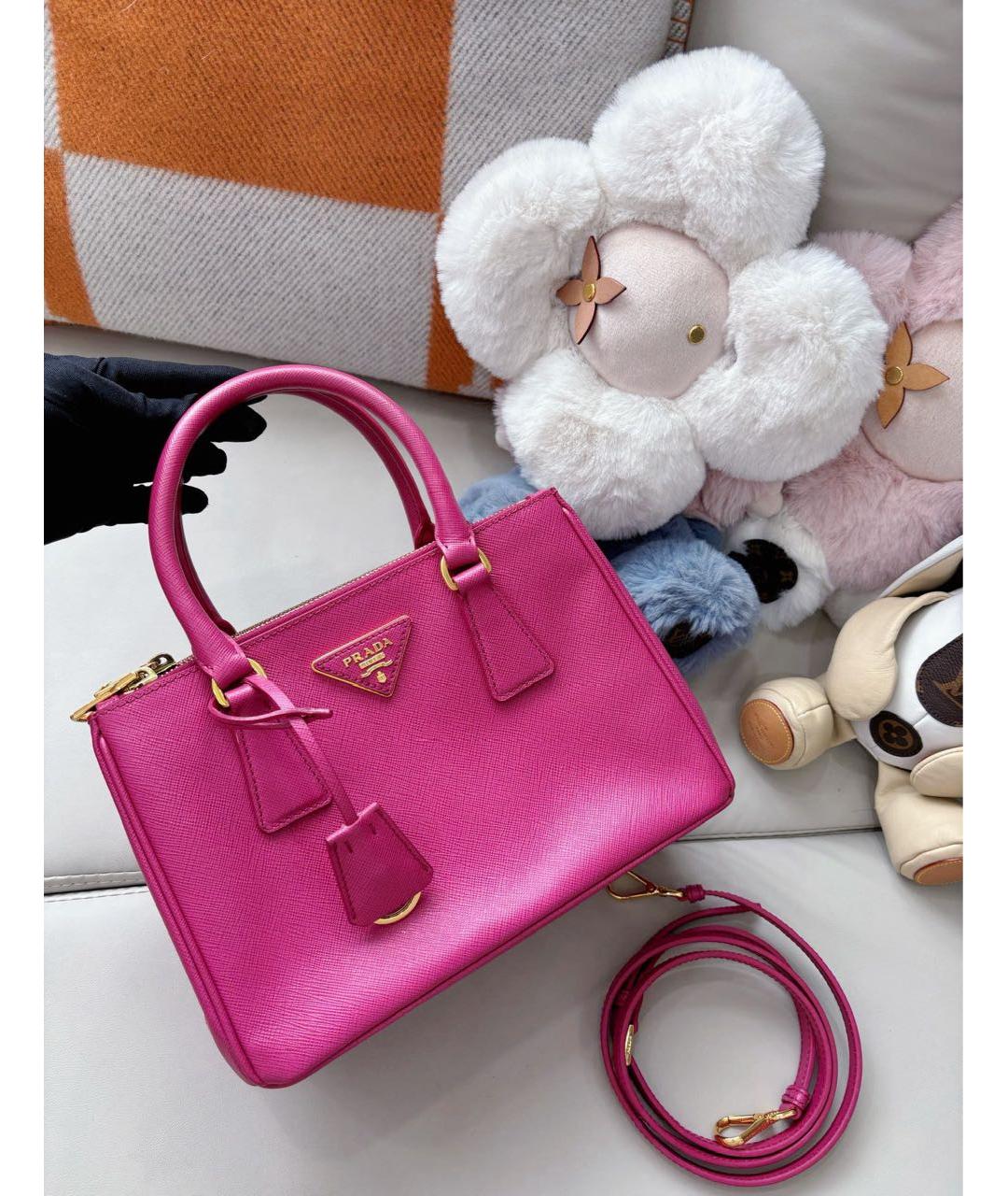 PRADA Фуксия кожаная сумка с короткими ручками, фото 2