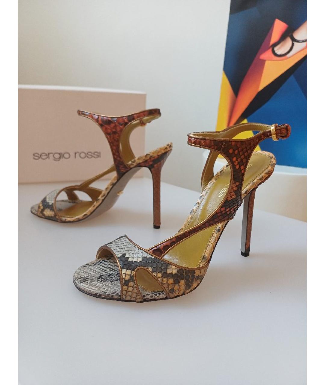 SERGIO ROSSI Мульти босоножки из экзотической кожи, фото 2