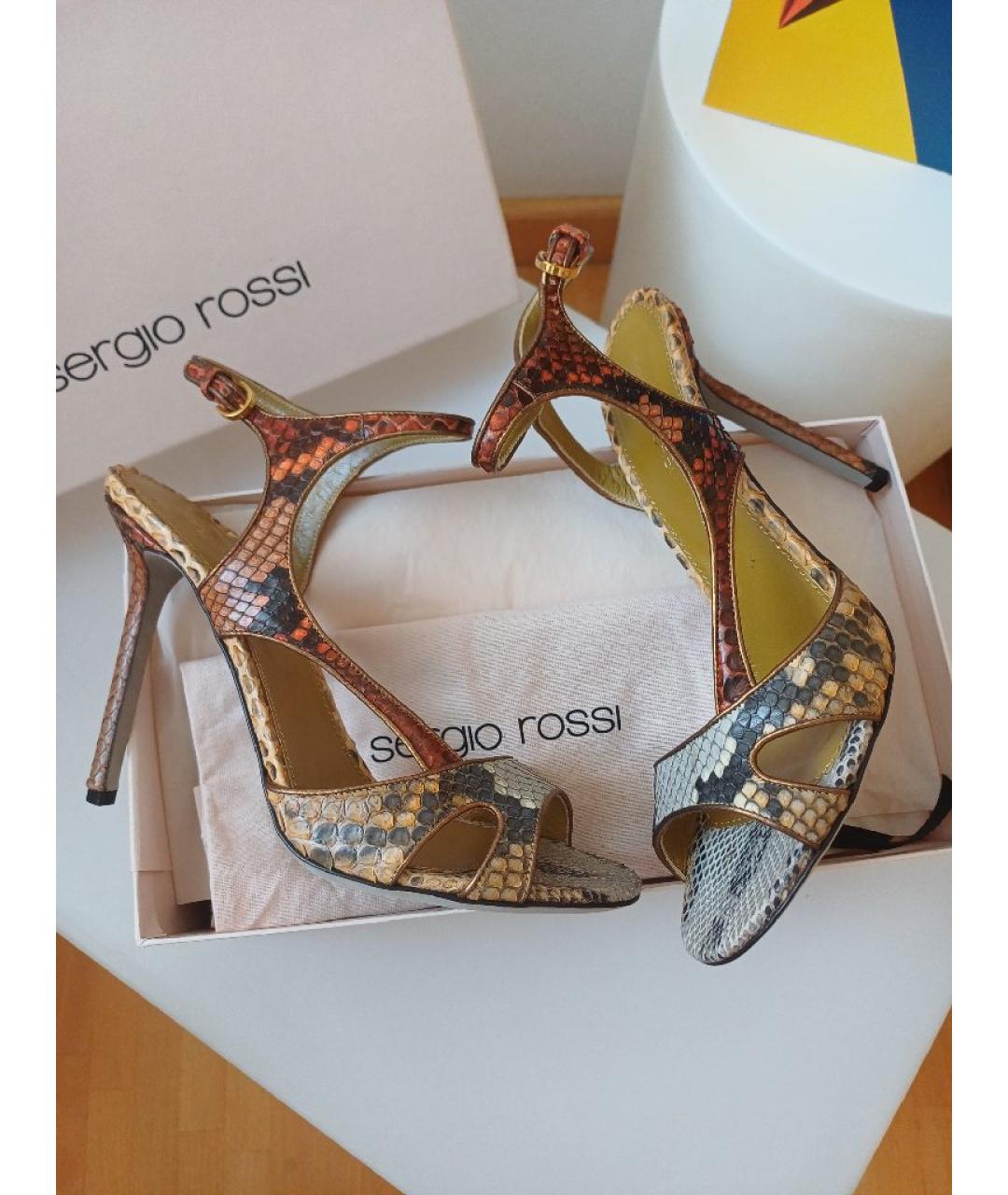 SERGIO ROSSI Мульти босоножки из экзотической кожи, фото 4