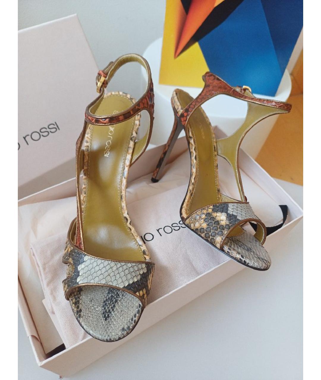 SERGIO ROSSI Мульти босоножки из экзотической кожи, фото 3