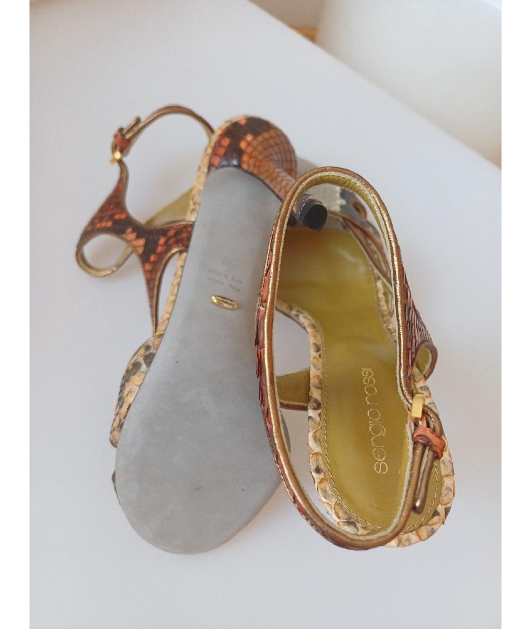SERGIO ROSSI Мульти босоножки из экзотической кожи, фото 9